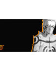 Naruto Baryon Mode desk pad, 40x20 inches, features grayscale power and orange outline against a jet-black background.