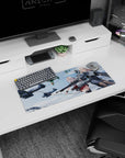 28x12 inches mouse pad showing silver-haired and blonde anime girls smirking in a sky battle scene.