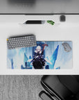 28x12 inches mouse pad with Saber Alter from Fate/stay night, capturing her cold strength and elegance in an icy landscape.