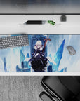 36x16 inches desk pad with Saber Alter from Fate/stay night, capturing her cold grace and strength in a powerful frozen landscape.