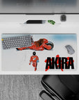 Minimalist white void anime mouse pad 32x16 inches in red tones, calm tension and rebellion vibe.