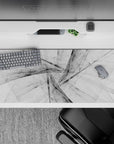 36x16 inches desk pad featuring abstract monochrome design and refined details, perfect for enhancing the sophistication of your workspace.