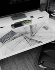 Large 40x20 inches Grayscale Harmony desk pad showcasing abstract monochrome patterns and elegant lines for a sleek, artistic workspace.