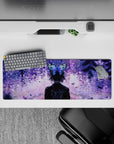 Shinobu Kocho Demon Slayer anime mouse pad 32x12 inches with wisteria twilight and butterfly hairpin, serene design.