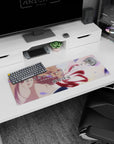 32x12 inches Violet Evergarden mouse pad showing braided blonde hair, uniform collar, ribbon trailing.