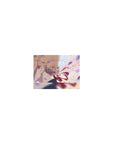 Classic anime mouse pad 14x10 inches with violet heroine profile, ribbon flowing, drifting petals.