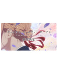 Violet Evergarden anime mouse pad 32x16 inches with pastel sky, drifting petals, and windblown ribbon.