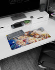 28x12 inches anime mouse pad featuring a white-haired leader reaching out with a dark mage ally under clouds.