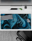 32x16 inches mouse pad with pixelated dinosaurs and cosmic wave patterns, perfect for adding playful energy to your desk setup.