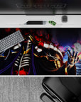 Ainz Ooal Gown anime mouse pad, 40x20 inches, featuring vibrant flame and shadow design with blackened bone and steel.