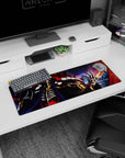 Ainz Ooal Gown anime mouse pad, 32x12 inches, featuring the Supreme One with flames and shadows in a vivid display.
