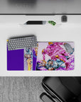 28x12 inches mouse pad with Johnny Joestar and Funny Valentine, highlighting the epic showdown with vibrant purples and pinks from the Steel Ball Run finale.