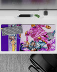 32x16 inches mouse pad with Johnny Joestar and Funny Valentine, bringing the intensity of their battle to life with vibrant purples and pinks.