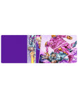 Compact 32x12 inches mouse pad with Johnny Joestar and Funny Valentine, showcasing the unforgettable Steel Ball Run showdown in vibrant purple and pink.