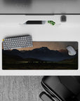 32x12 inches mouse pad with wilderness landscape, blending mountains and starry sky for peaceful, awe-inspiring workspace atmosphere.