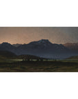 Mouse pad featuring wilderness landscape, 40x20 inches, with majestic mountains and starry sky for solitude and reflection.