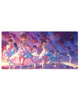 32x16 inches anime girl mouse pad with elegant frilly dresses, ribbons, roses, and drifting petals backdrop.