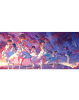36x16 inches anime girl desk pad with frilly dresses, ribbons, roses, petals, and tiny crown accents.