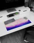 Tranquil 28x12 mouse pad with cosmic scenery and soft pinks and purples for a peaceful, smooth experience while working or gaming