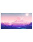 Serene escape 32x16 mouse pad with soft pinks, purples, and cosmic landscapes for a colorful, tranquil, and functional workspace vibe