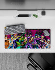 Compact 28x12 desk mat highlights JoJo's iconic heroes and their personalities for immersive fan vibes