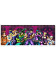 Compact JoJo protagonists desk mat 32x12 with diamond pattern for stylish and sleek desk decor