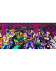 JoJo protagonists desk mat 36x16 with diamond background for immersive anime-inspired decor and setups