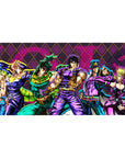 JoJo protagonists desk mat 40x20 featuring Joestar lineage and diamond pattern for bold fan style