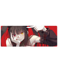 32x12 inches anime girl mouse pad with goth-cute art, twin tails, frilly black sleeves, red background.