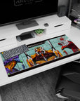 Artistic 36x16 inches mouse pad featuring Evangelion Units design, with Rei Ayanami, Asuka Langley, and the Units in a bold, battle-ready aesthetic.