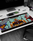Large 40x20 inches mouse pad featuring Evangelion Units design, showcasing Unit-01, Unit-00, Unit-02, Rei Ayanami, and Asuka Langley in a battle-ready look.