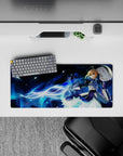 Compact 28x12 mouse pad highlights Saber's epic clash and elegance for Fate anime enthusiasts
