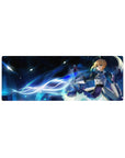 Compact Saber Fate mouse pad 32x12 with Noble Phantasm glow for stylish and sleek desk decor
