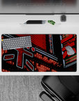 Dynamic 32x16 desk mat combines vibrant neon lights and Japanese urban culture for impactful visuals