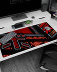 Urban design on 40x20 desk mat perfect for adding energetic night-time aesthetics to your workspace or gaming setup
