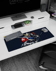32x12 inches Gundam Barbatos mouse pad from Iron-Blooded Orphans, horns glowing as blades clash in sparks.