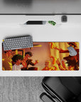 Anime mouse pad 32x12 inches featuring Naruto, Luffy, Goku, Asta, Deku, and Yuji in a sunset scene, perfect for fans.