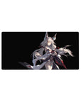 32x16 inches anime girl mouse pad with silver-haired fox-eared heroine in flowing white robes.