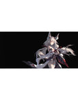 Anime girl desk pad 36x16 inches with silver-haired fox-eared heroine and flowing white robes on black.