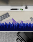 40x20 inches mouse pad with serene mountain layers in soft purples and blues, perfect for work or gaming.