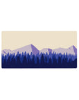 Mouse pad featuring serene mountain layers, 32x16 inches, in soft purples and blues for a smooth, calming effect.