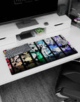 32x16 inches anime girl mouse pad showing five sharp-posed girls with ribbons, frills, and bright eyes.