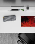 Small-sized 14x10 desk pad with Evangelion design adds bold, fiery energy to any desk or workspace