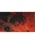 Unit-01 Berserk Awakening Desk Pad 40x20 featuring fiery reds and deep blacks for raw Evangelion intensity