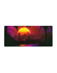 Streamlined Neon City Mirage mouse pad 28x12 featuring neon sunset for bold workspace flair