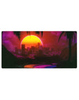 Neon City Mirage mouse pad 32x16 featuring sunset glow for gaming or workspace energy with sleek flair