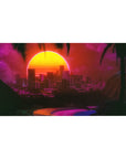 Neon City Mirage mouse pad 40x20 featuring futuristic skyline and neon glow for bold vaporwave style