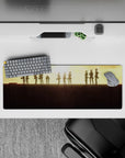 Unity and strength 32x12 mouse pad with the Survey Corps standing united against a sunset, capturing the essence of their courage and unity in warm tones