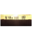 Survey Corps 32x12 mouse pad featuring the Survey Corps in striking silhouettes against a breathtaking sunset, blending warm tones for a powerful tribute
