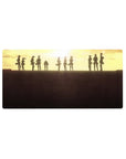Survey Corps 32x16 mouse pad with the Survey Corps standing united against a setting sun, featuring warm tones and striking silhouettes for an inspiring design